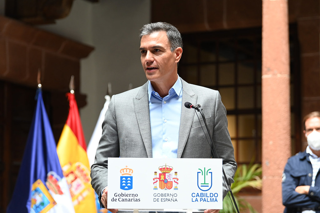 El presidente de Gobierno, Pedro Sánchez en la isla de La Palma